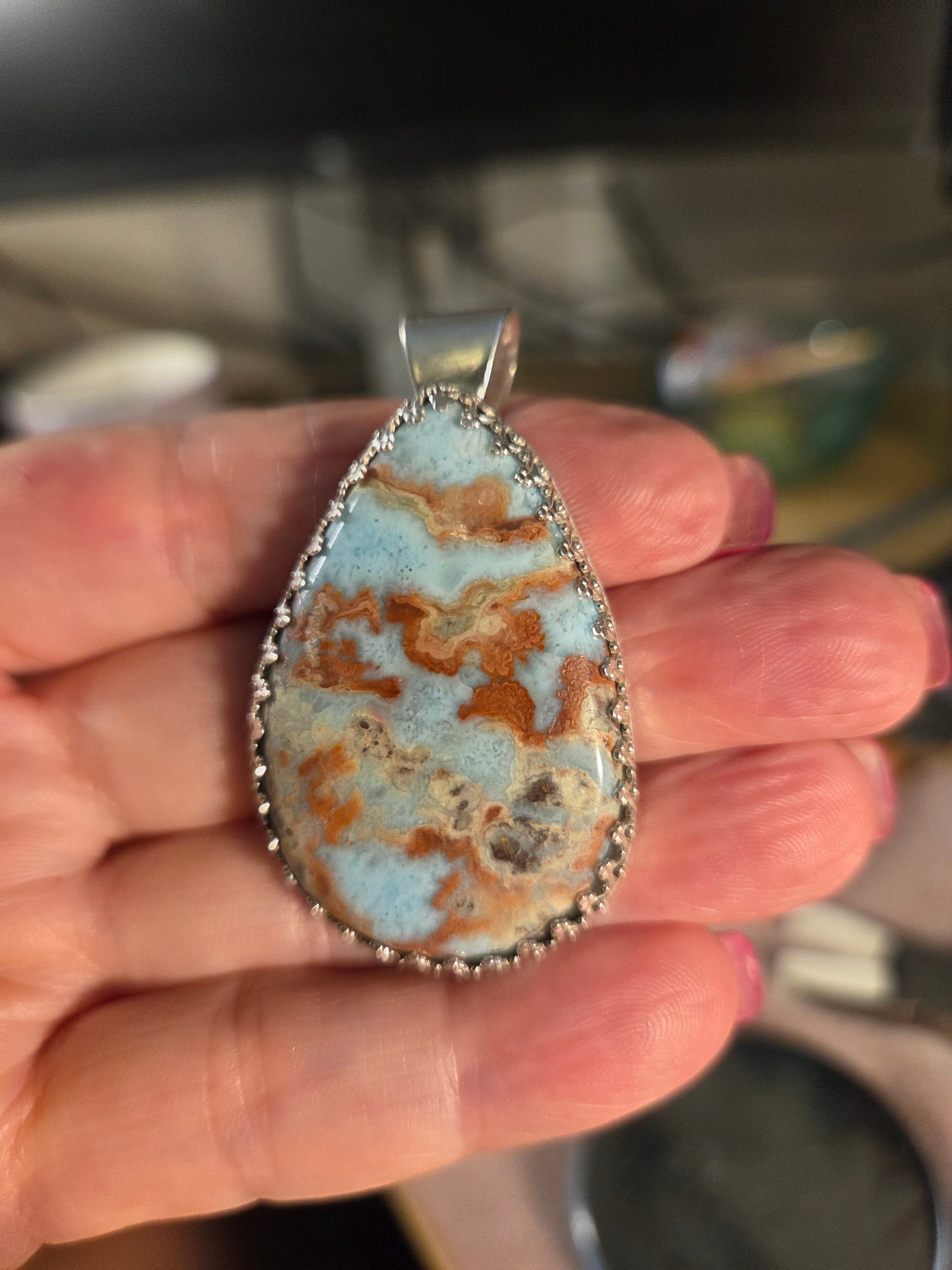 Larimar & Sterling Silver Pendant Necklace