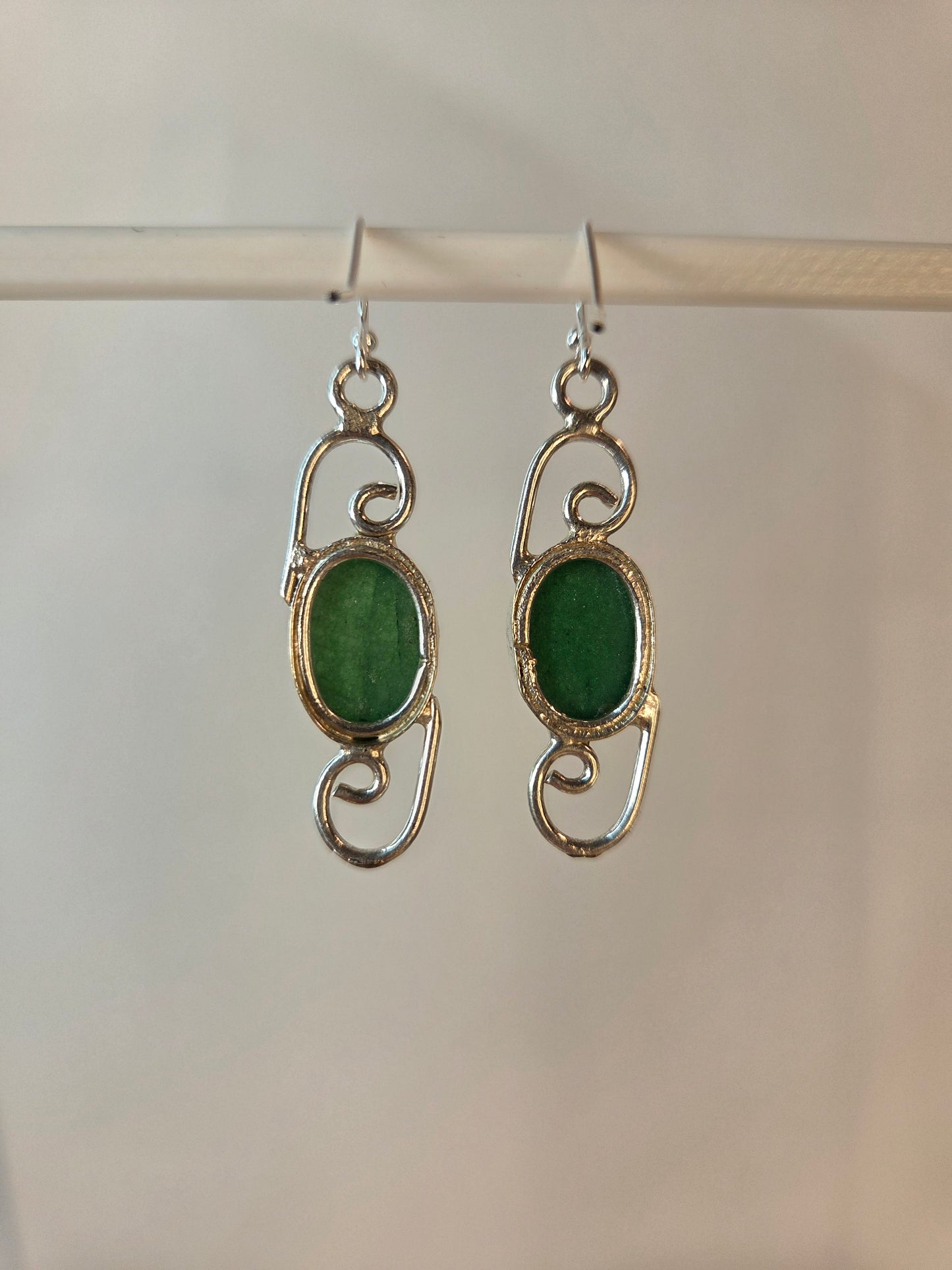 Sterling Silver Swirls with Green Stone