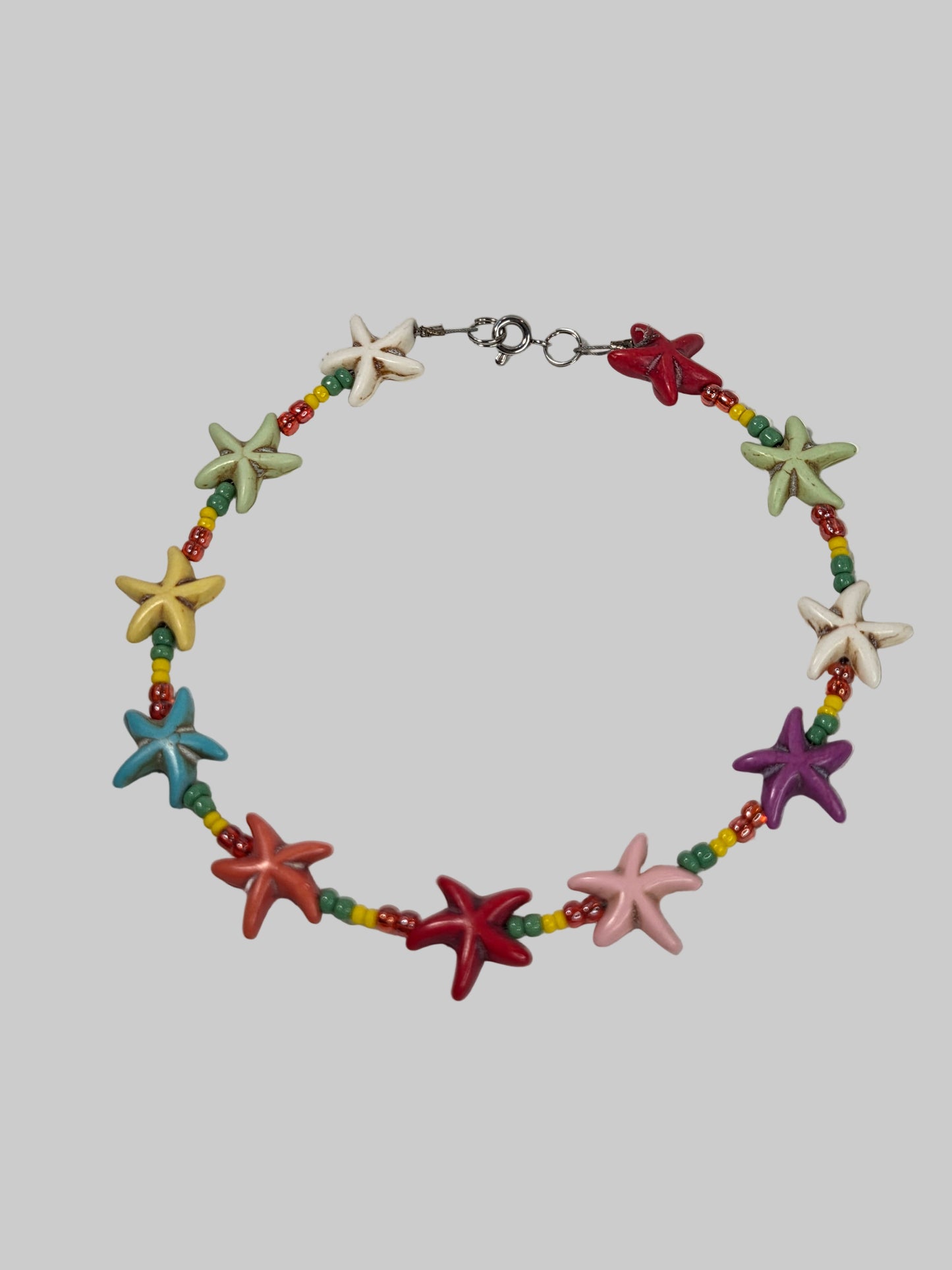 Multi-Colored Howlite Starfish With Multi-Colored Beads Anklet