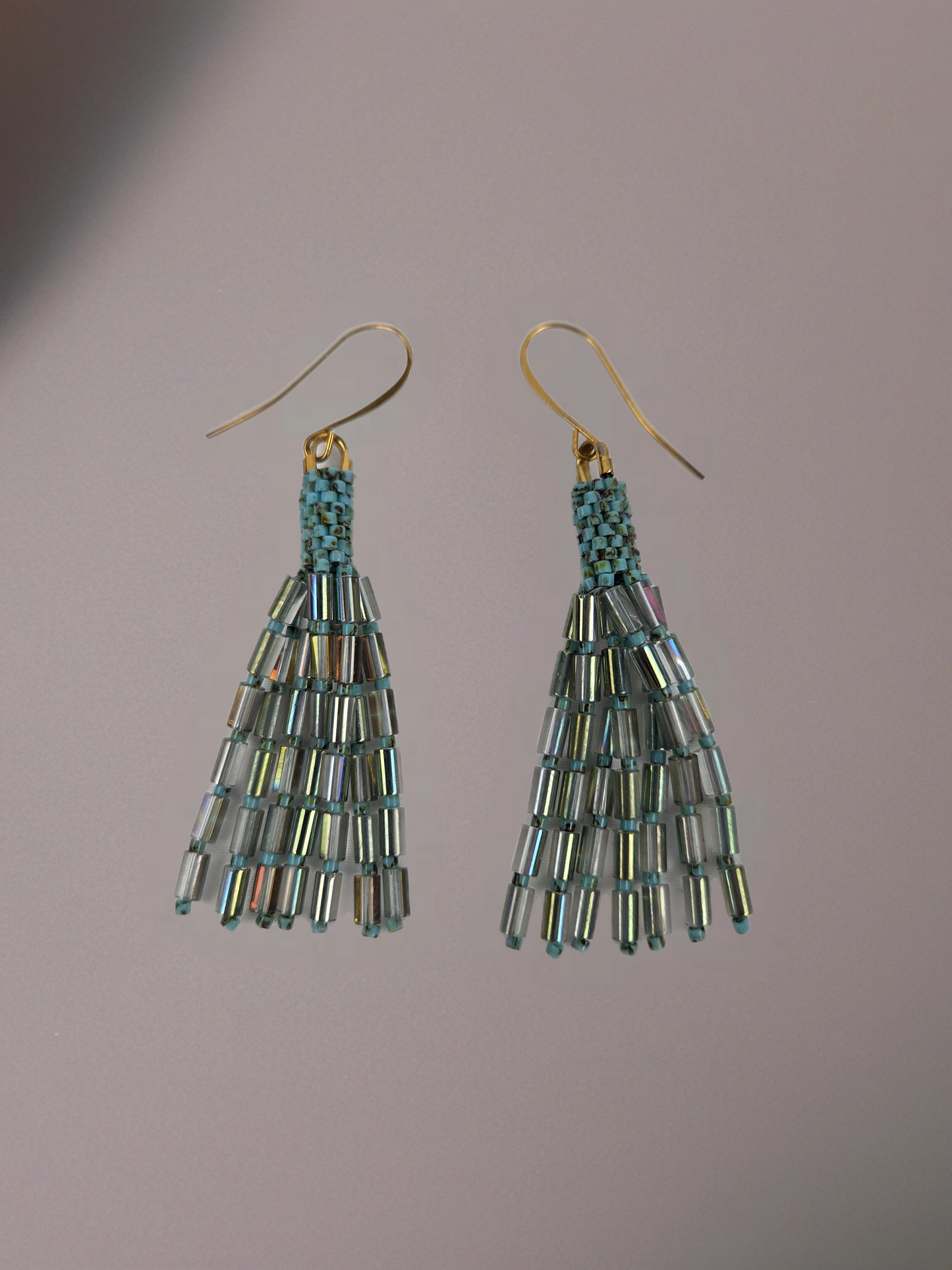 Blue Green Beads with Multi-Color Tassle