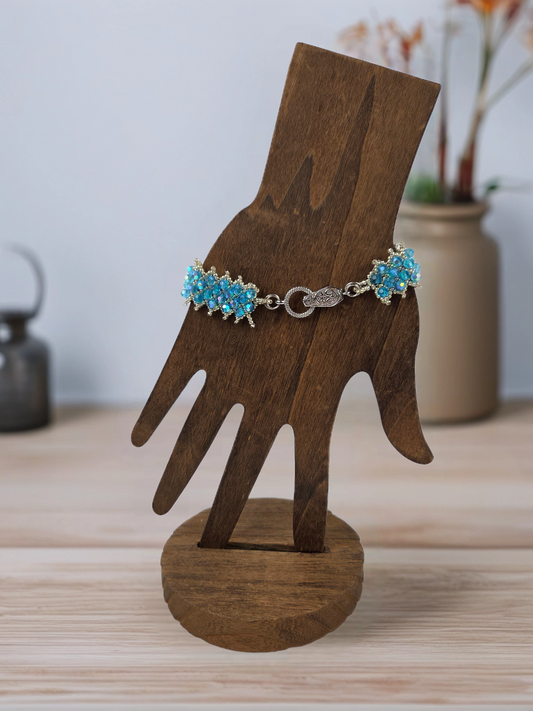 Light Blue Crystal with Silver Beads 4 Row Bracelet