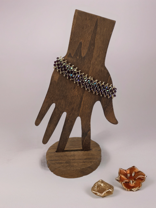 Ruby Red Crystals with Gold Beads 4 Row Bracelet