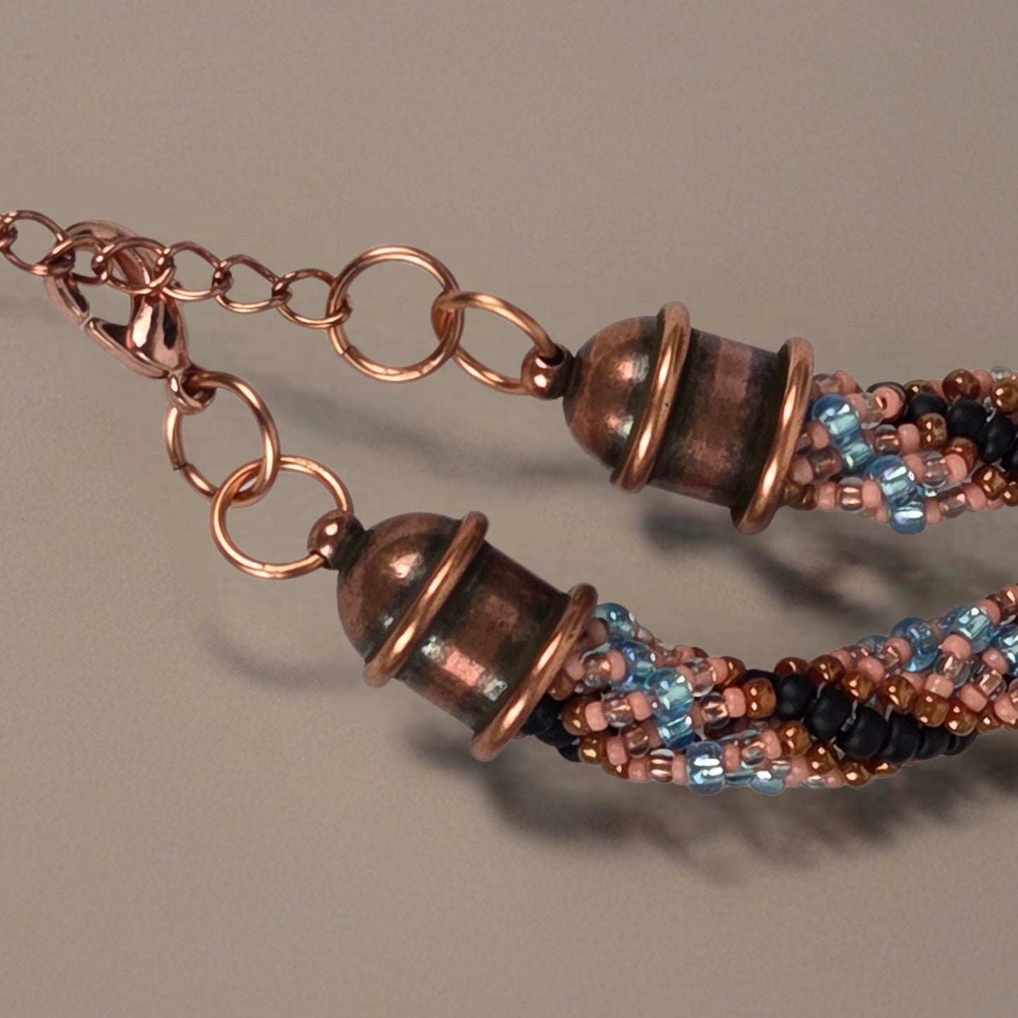 Necklace Earrings Set Copper Lobster Clasp Glass Starfish Beaded 18"