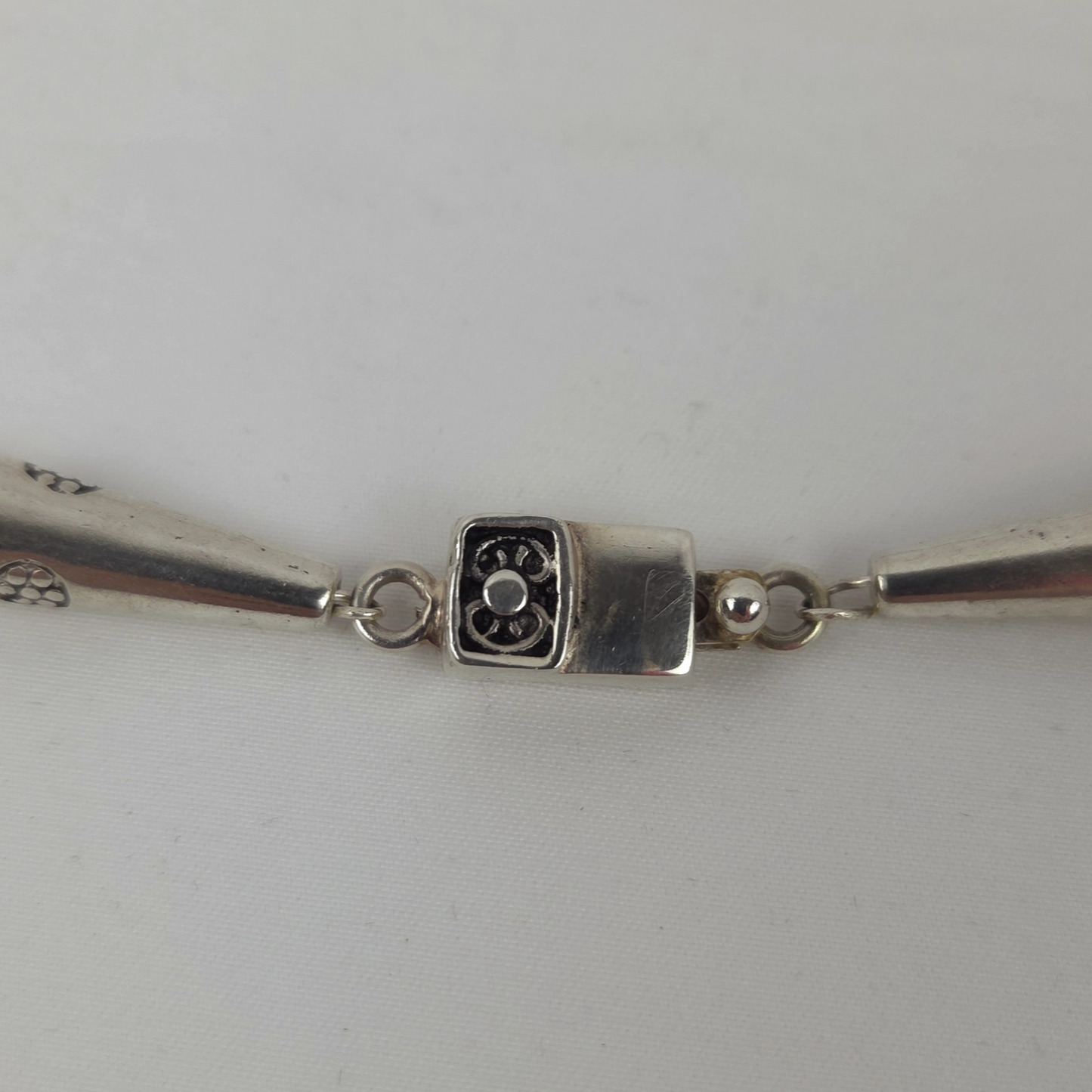 Ammonite Fossil Pendant Necklace Set in Sterling Silver with Twisted Beaded Chain and Sterling Silver Clasp 21"