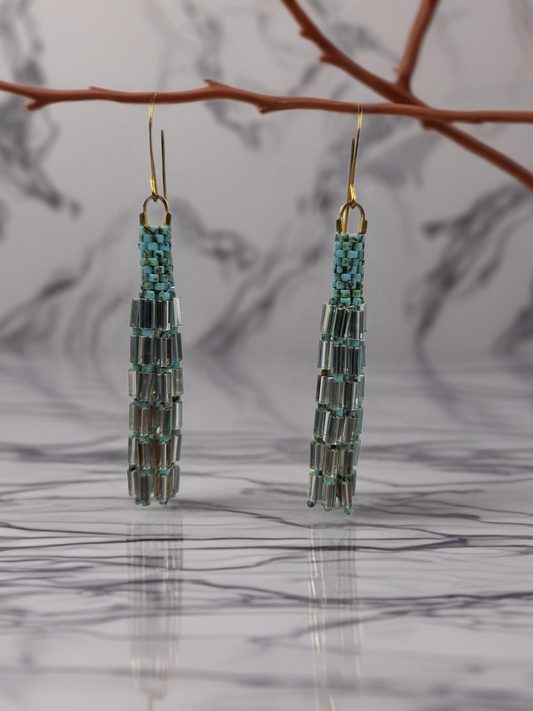 Blue Green Beads with Multi-Color Tassle