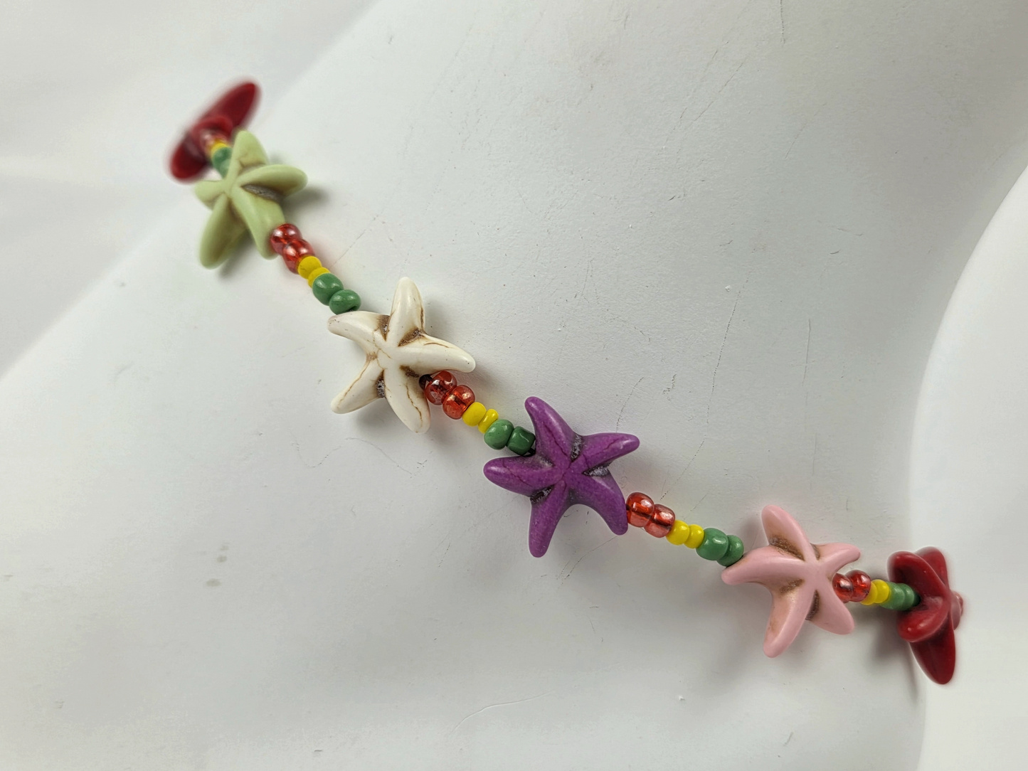 Multi-Colored Howlite Starfish With Multi-Colored Beads Anklet