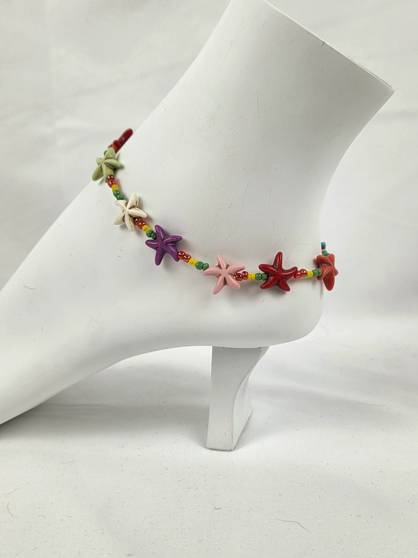 Multi-Colored Howlite Starfish With Multi-Colored Beads Anklet