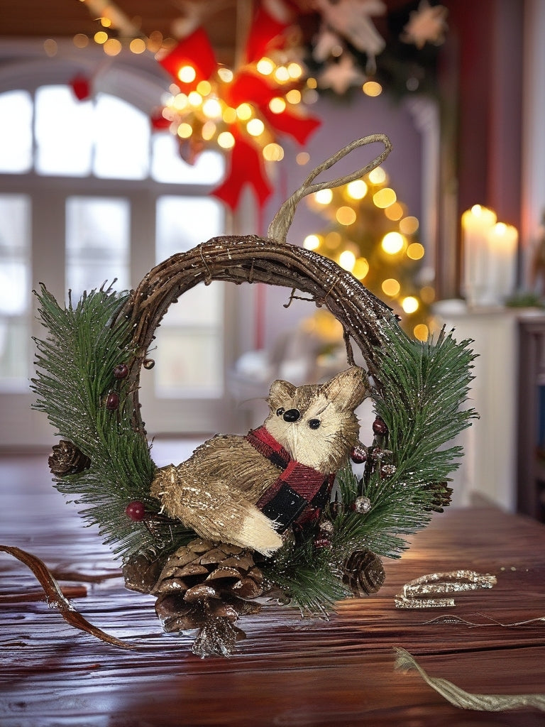 Rustic Christmas Wreath Wall Decor 8"